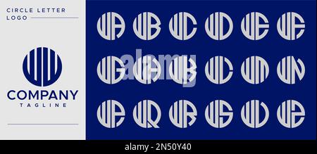 Collection of simple circle letter W logo design vector. W letter mark template. Stock Vector