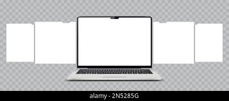Laptop with blank web pages. Mockup for showing screenshots of web-sites. Stock Vector