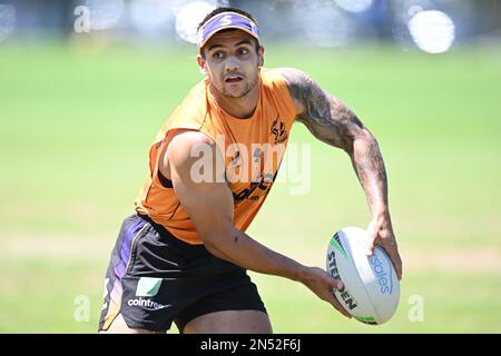 Jayden Nikorima in action during a Melbourne Storm NRL training session ...