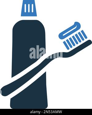 Toothbrush, toothpaste icon is isolated on white background. Use for graphic and web design or commercial purposes. Vector EPS file. Stock Vector