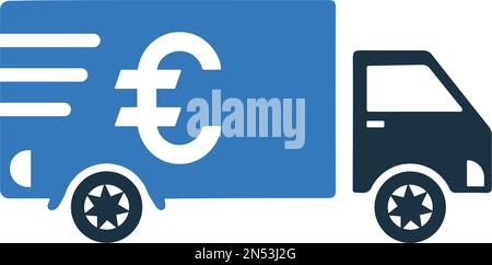 Collector car, euro shipment icon - Vector EPS file. Perfect use for print media, web, stock images, commercial use or any kind of design project. Stock Vector