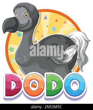 Dodo bird extinction animal cartoon logo illustration Stock Vector