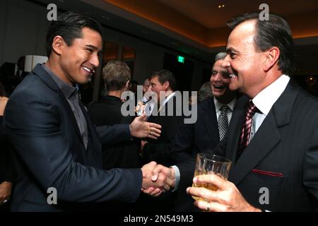 Mario Lopez and Rick Caruso at The grand opening event for Bourbon