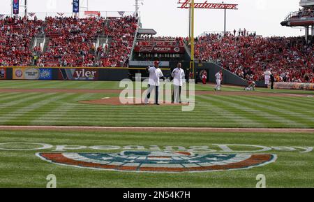 Cincinnati Reds' Barry Larkin, left, tags out Pirates right fielder Bobby  Bonilla attempting to steal second base in the first inning of the National  League Championship Series in Pittsburgh, Tuesday, Oct. 9