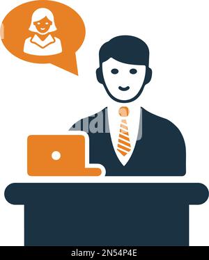 Reception, desk support icon is isolated on white background. Use for graphic and web design or commercial purposes. Vector EPS file. Stock Vector