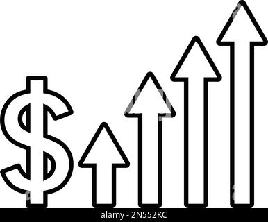 Growth, money icon is isolated on white background. Use for graphic and web design or commercial purposes. Vector EPS file. Stock Vector