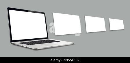 Laptop with blank web pages. Mockup for showing screenshots of web-sites. Stock Vector