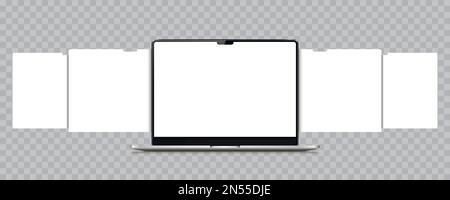 Laptop with blank web pages. Mockup for showing screenshots of web-sites. Stock Vector