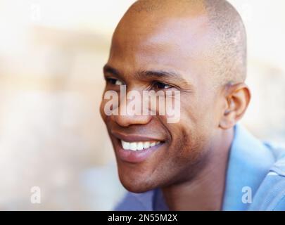 Relaxed and laid-back. Head and shoulder portrait of a handsome young african american man. Stock Photo