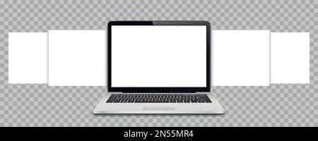 Laptop with blank web pages. Mockup for showing screenshots of web-sites. Stock Vector