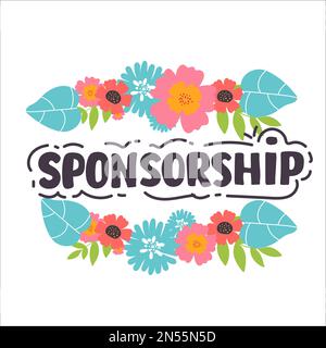 sponsorship hand drawing lettering word on white. Stock Vector