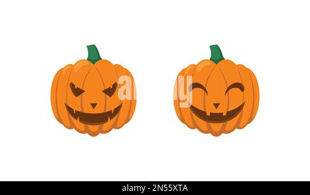 Scary and happy face Halloween pumpkin vector Illustration Stock Vector