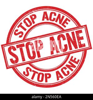 STOP ACNE text written word on red round stamp sign Stock Photo
