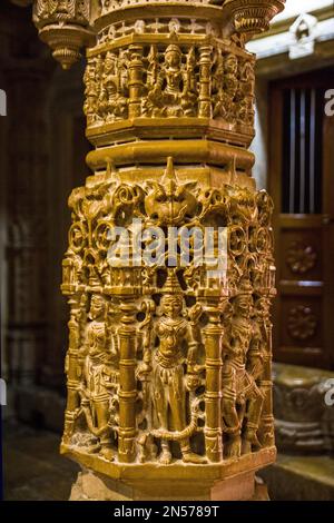 Rishabdev Rajesh Filigree pillars, Rishabdev Jain temple in the fort, Jaisalmer ...