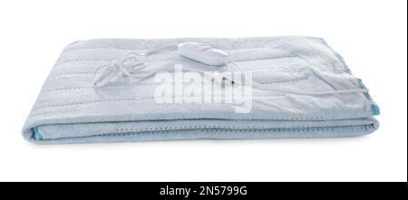 Folded electric heating pad isolated on white Stock Photo