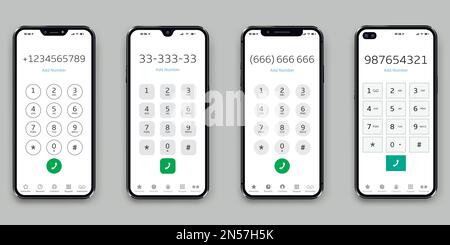 Phone keypad set. Keypad template in touchscreen smartphones. Vector illustration. Stock Vector