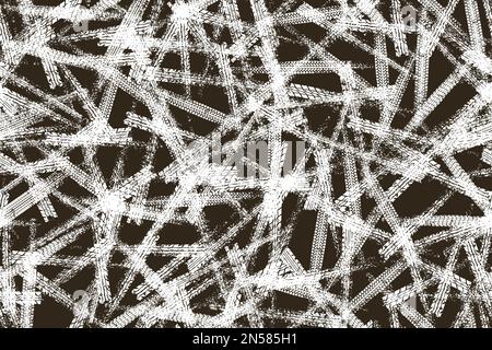 Tire tread print or car track with grunge effect on black background seamless pattern. Footprint of bike or vehicle wheels with seamless texture. Top Stock Vector