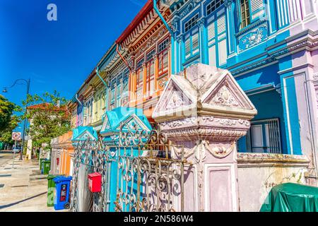 Colorful Chinese Houses in Singapore Stock Photo