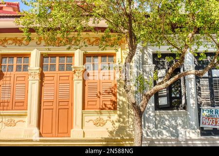 Colorful Chinese Houses in Singapore Stock Photo