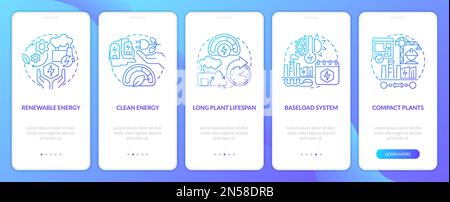 Using geothermal energy advantages blue gradient onboarding mobile app screen Stock Vector