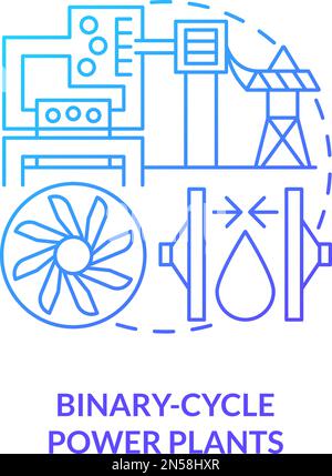 Binary-cycle power plants blue gradient concept icon Stock Vector