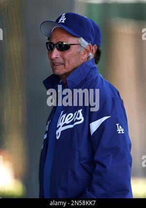 Former Los Angeles Dodgers pitcher Sandy Koufax watches during the