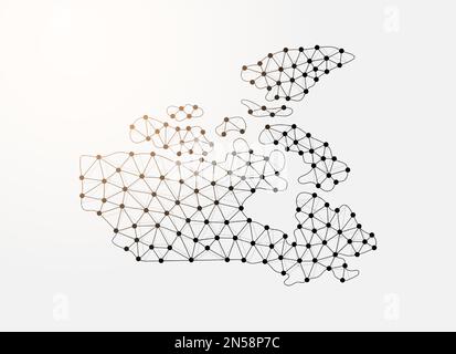 Canada low poly symbol with connected dots. Canada map design vector illustration. Country map polygonal wireframe Illustration for website design Stock Vector