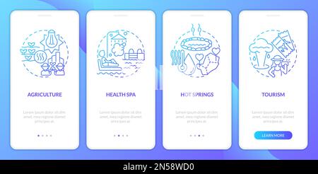 Usage of geothermal energy blue gradient onboarding mobile app screen Stock Vector