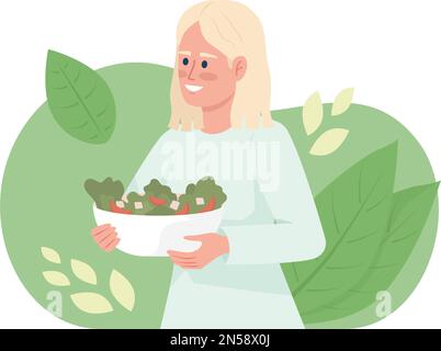 Eating nutritious breakfast 2D vector isolated illustration Stock Vector