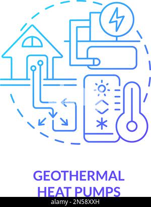 Geothermal heat pumps blue gradient concept icon Stock Vector