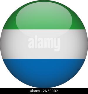 Sierra Leone 3D Rounded Flag Icon Button Vector Stock Vector
