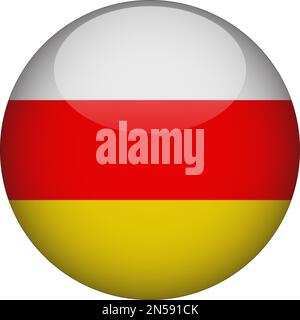 South Ossetia 3D Rounded Flag Icon Button Vector Stock Vector