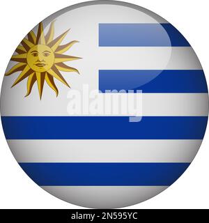 Uruguay 3D Rounded Flag Icon Button Vector Stock Vector