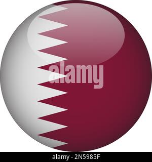 Qatar 3D Rounded Flag Icon Button Vector Stock Vector