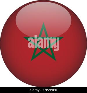 Morocco 3D Rounded Flag Icon Button Vector Stock Vector