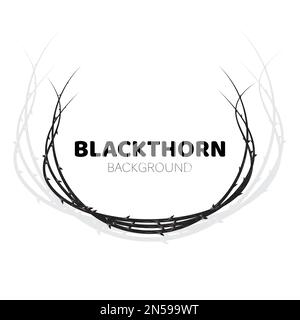 Blackthorn branches with thorns crown Stock Vector