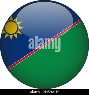 Namibia 3D Rounded Flag Icon Button Vector Stock Vector