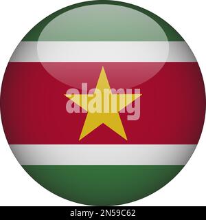 Suriname 3D Rounded Flag Icon Button Vector Stock Vector