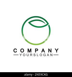 Simple leaf logo inside circle with minimal line art design style Stock Vector