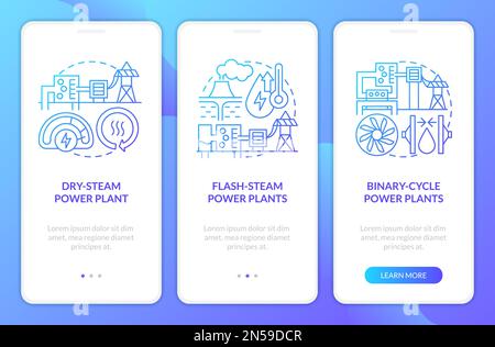 Geothermal power plants blue gradient onboarding mobile app screen Stock Vector