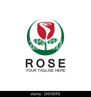 Rose logo flower vector icon illustration design Stock Vector