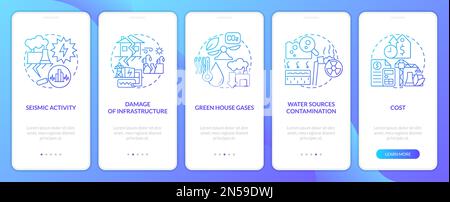 Geothermal energy disadvantages blue gradient onboarding mobile app screen Stock Vector