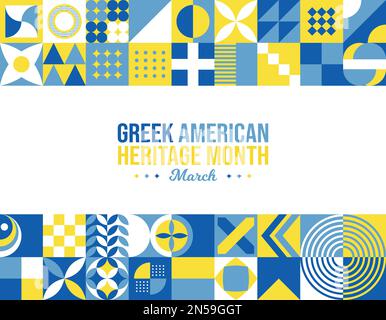 Greek American Heritage Month Background. Celebrating contribution of Greek Immigrants in United States of America in March. Social media post vector Stock Vector