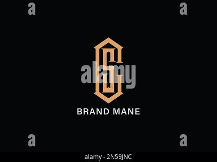 Alphabet SC or CS illustration monogram vector logo template in silver color and black background Stock Vector