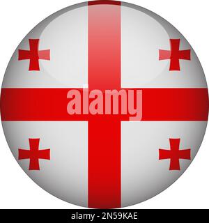 Georgia 3D Rounded Flag Icon Button Vector Stock Vector