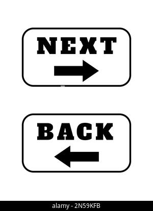 Back and next navigation signs. Arrow icons isolated on white background Stock Photo