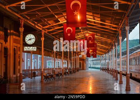 Detail from Sirkeci Railway Station, located in Sirkeci, on the tip of Istanbul's historic peninsula. (2013) Stock Photo