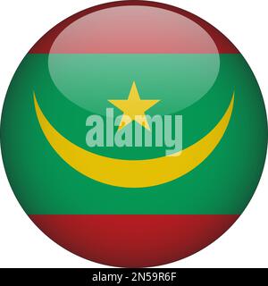 Mauritius 3D Rounded Flag Icon Button Vector Stock Vector