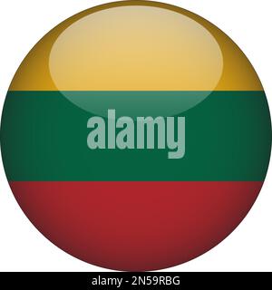 Lithuania 3D Rounded Flag Icon Button Vector Stock Vector