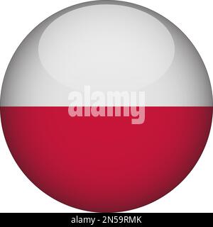 Poland 3D Rounded Flag Icon Button Vector Stock Vector